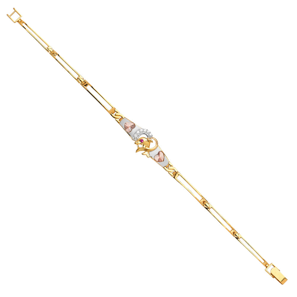 Gold bracelet with a decorative clasp on a white background available on the TX.ORO website.