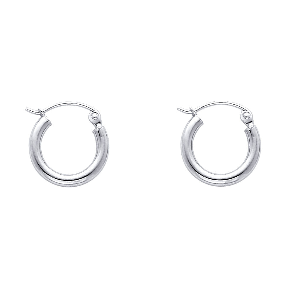 Pair of White Gold hoop earrings on a white background available on the TX.ORO website.