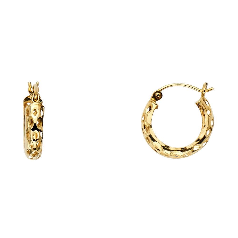 14K Yellow Gold Perforated Hoop Earrings