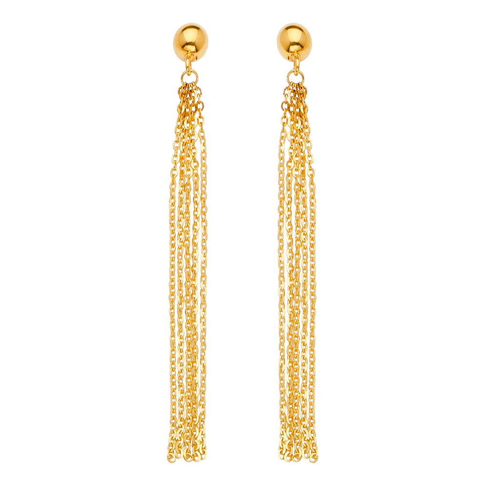 Gold chain earrings on a white background available on the TX.ORO website.