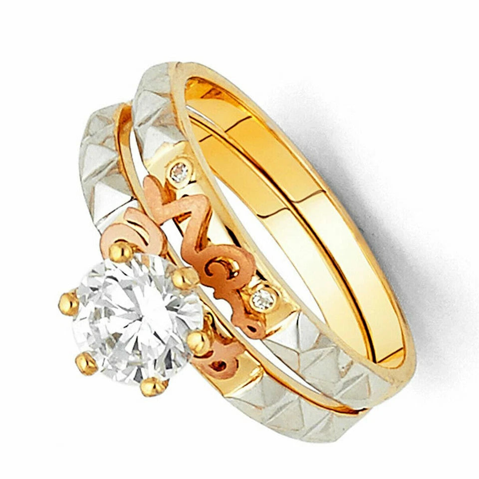 Three gold rings with diamond accents on a white background availabe on TX.ORO website.