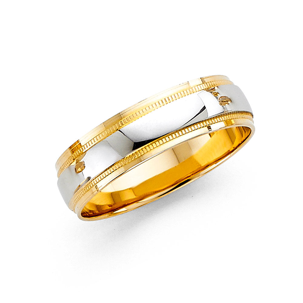 14K Two-Tone Yellow & White Gold 6mm Men's Wedding Band