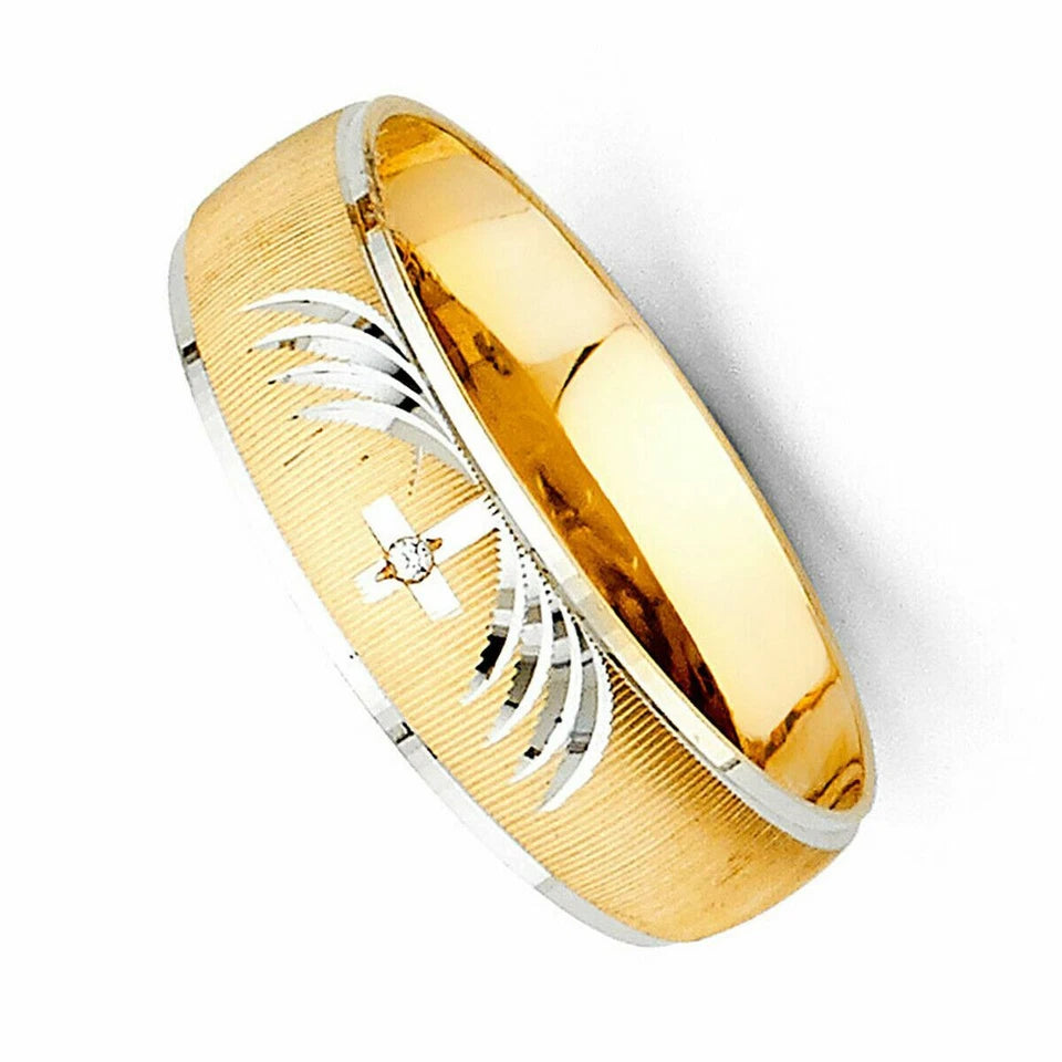 14K Two-Tone Gold Cubic Zirconia Women's Bridal Wedding Ring Set