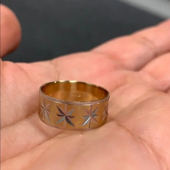 14K Two-Tone Yellow & White Gold 8mm DC Tapered 4.5g Men’s Wedding Band Ring