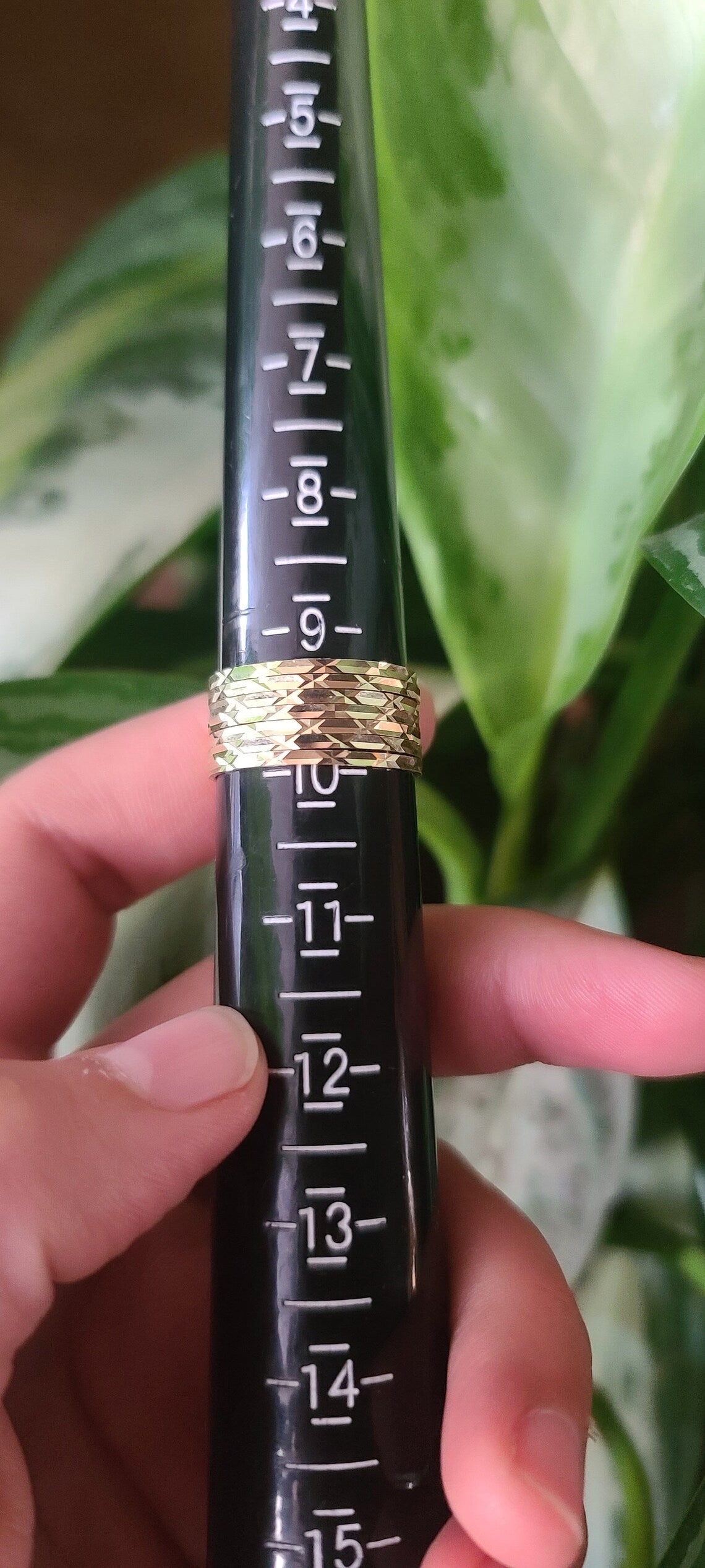 14K Yellow Gold 8mm 7-Days Band Ring With Heart Charm