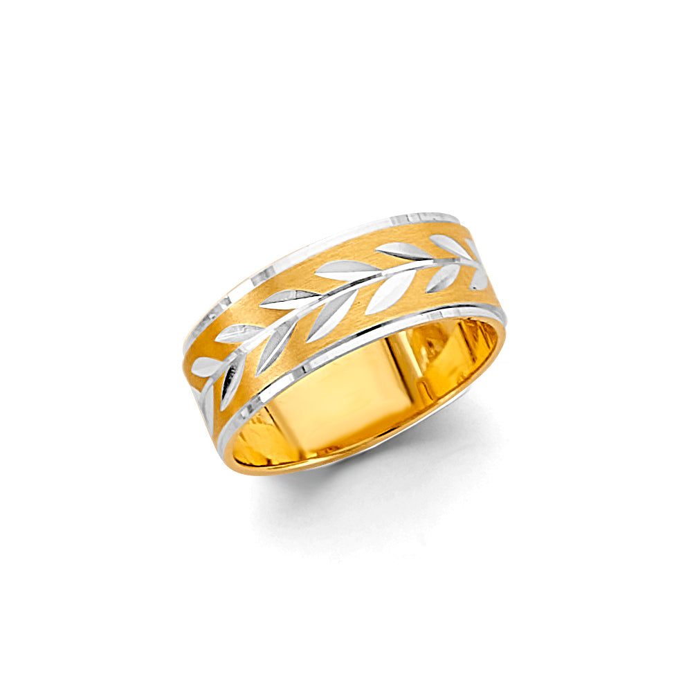 14K Two-Tone Gold 6mm Diamond-Cut Tapered 4.1g Women's Wedding Band Ring