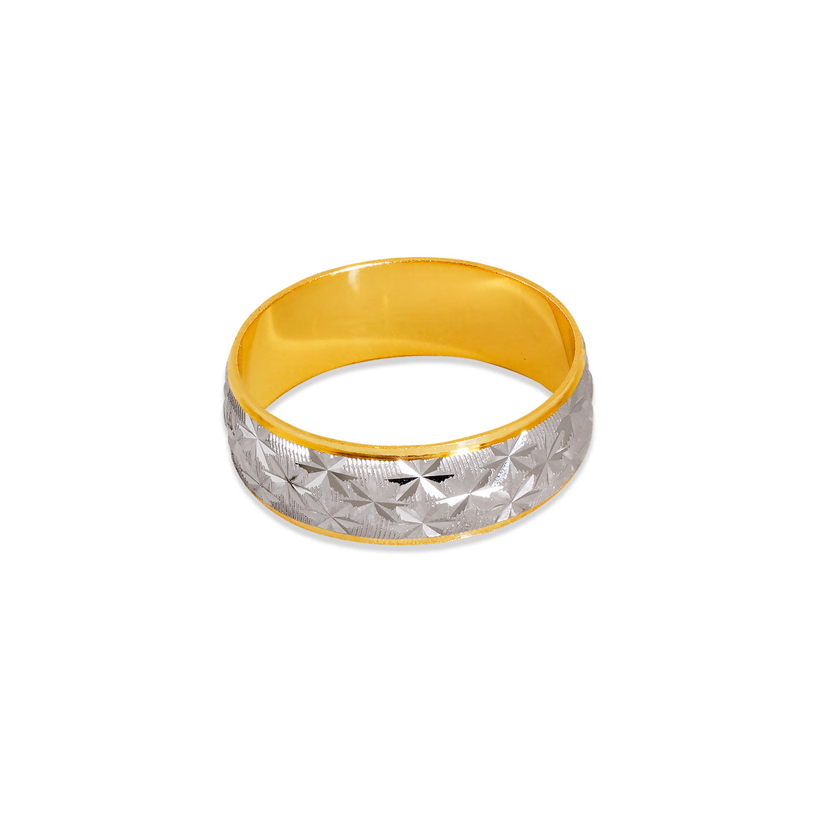 14K Two-Tone Gold 5mm Diamond-Cut Men's Wedding Band Ring - Size 10