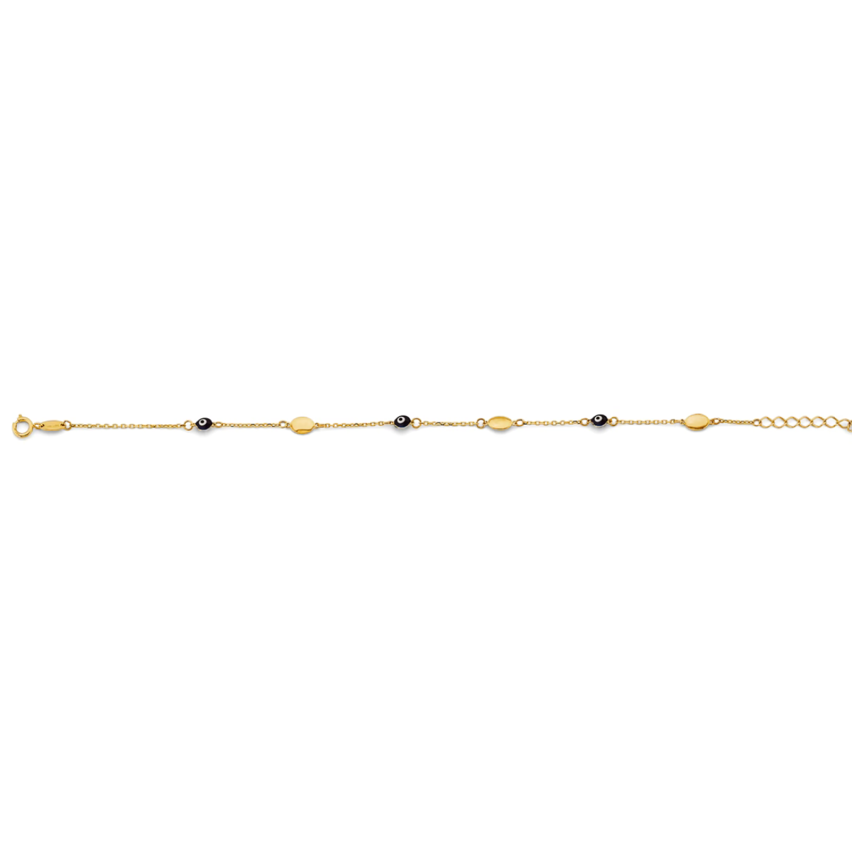 14K Yellow Gold Blue Evil Eye Bracelet for Women