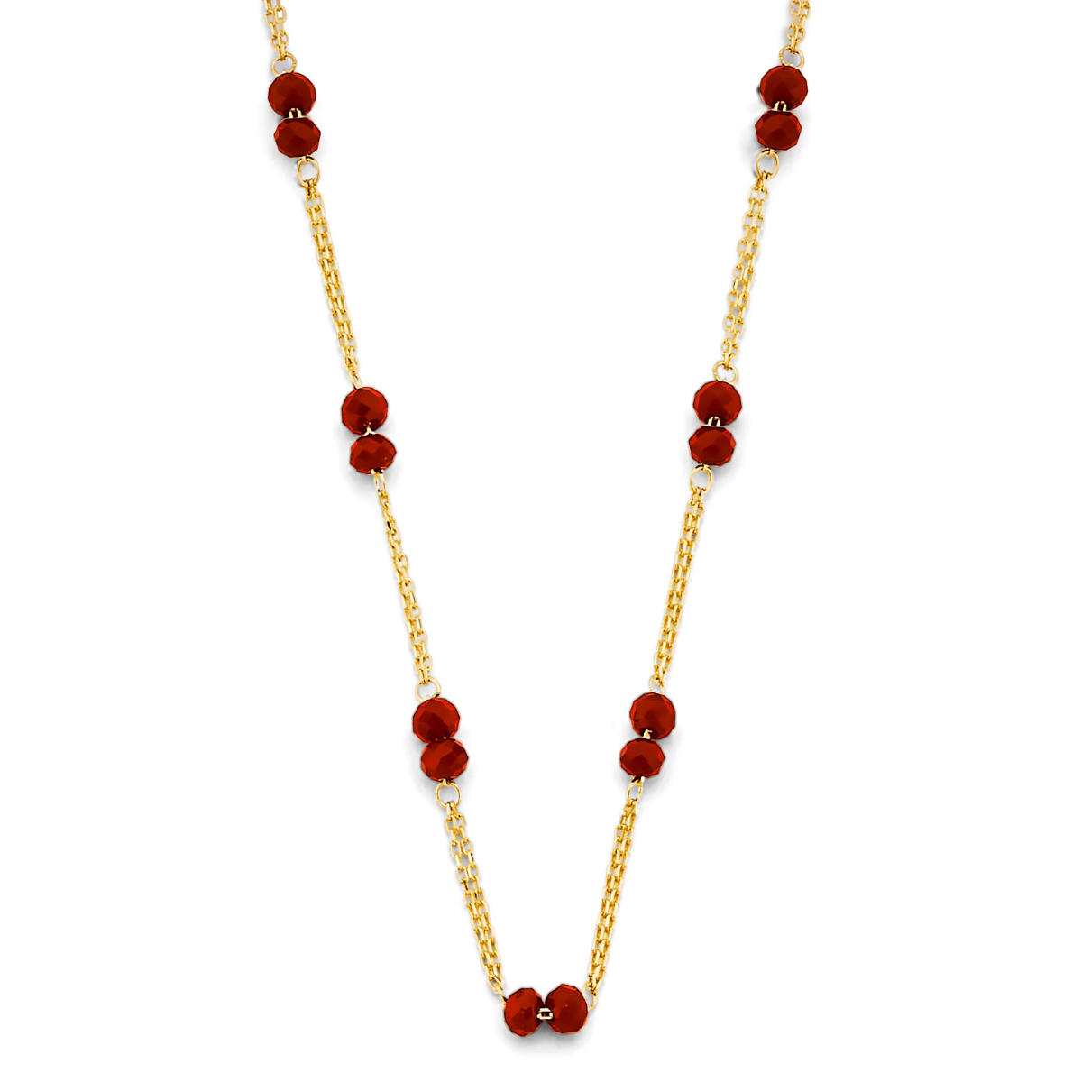14K Yellow Gold Coral Bead Necklace - Genuine Coral Beaded Fine Jewelry for Women