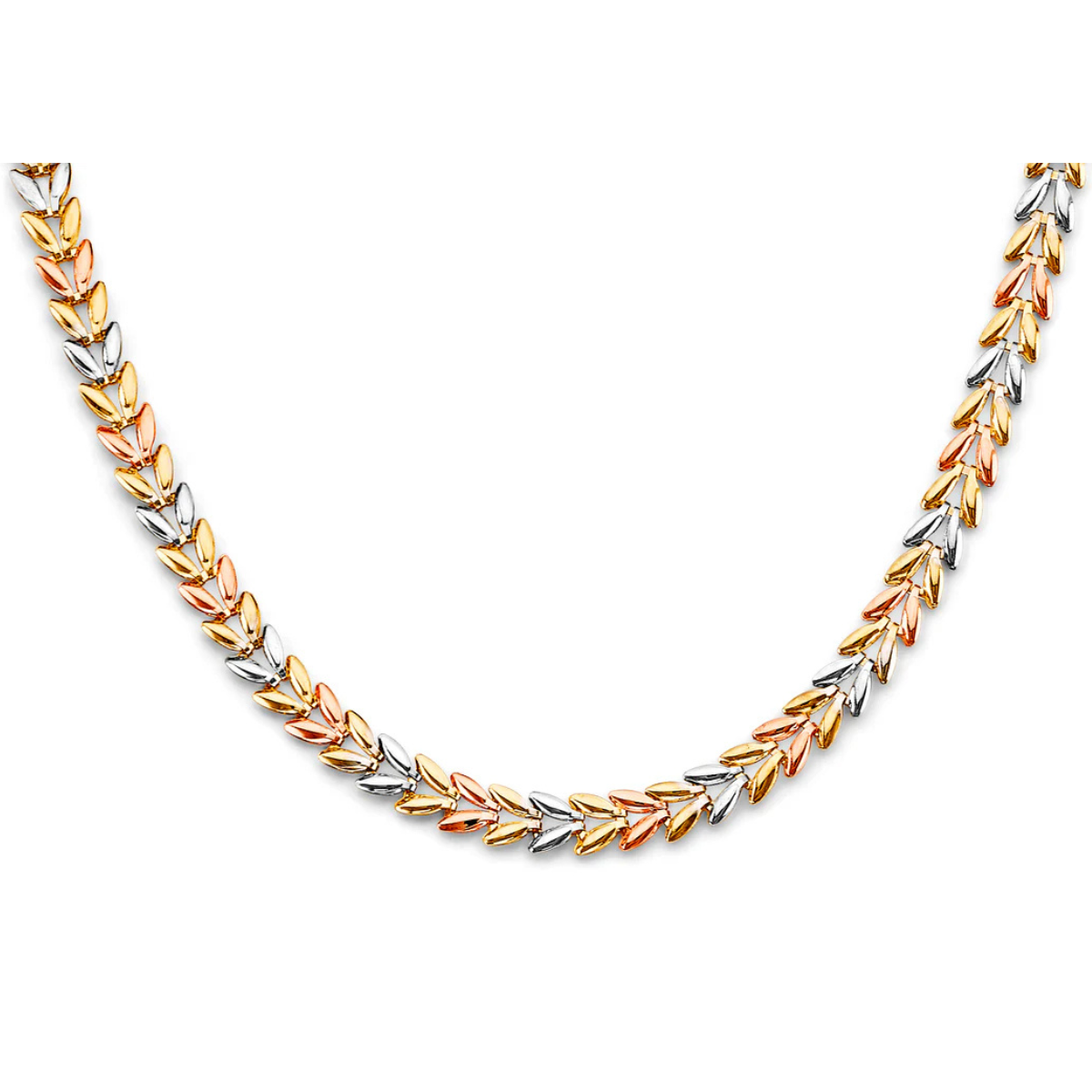 14K Tri-Color Gold Double-Face Stampato Necklace - Elegant Designer Statement Jewelry