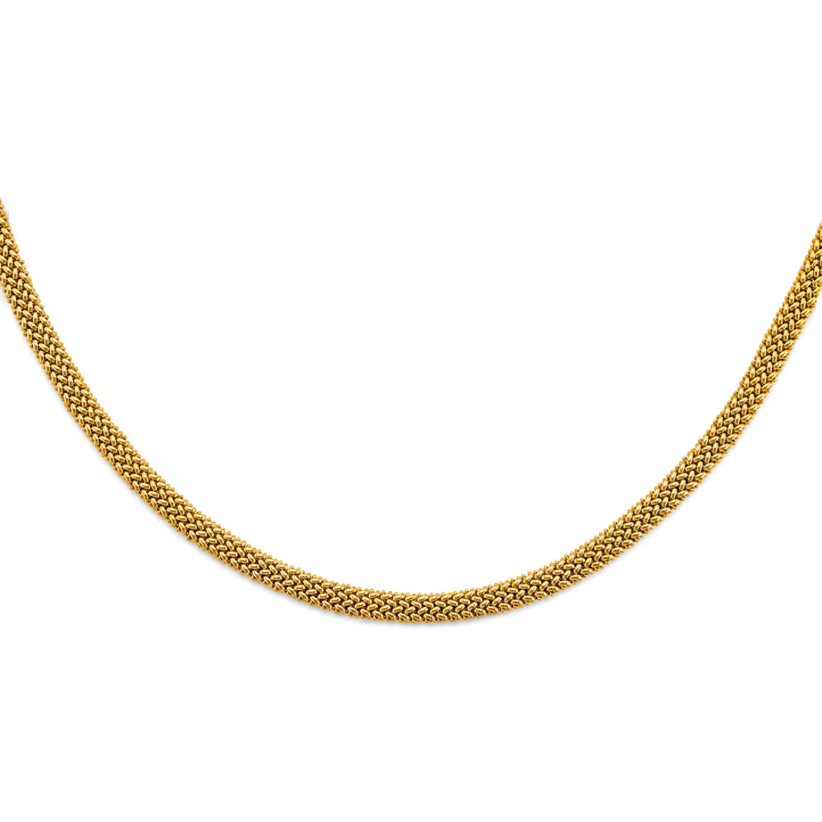 14K Yellow Gold Hollow Mesh Necklace - Lightweight Unisex Fine Chain
