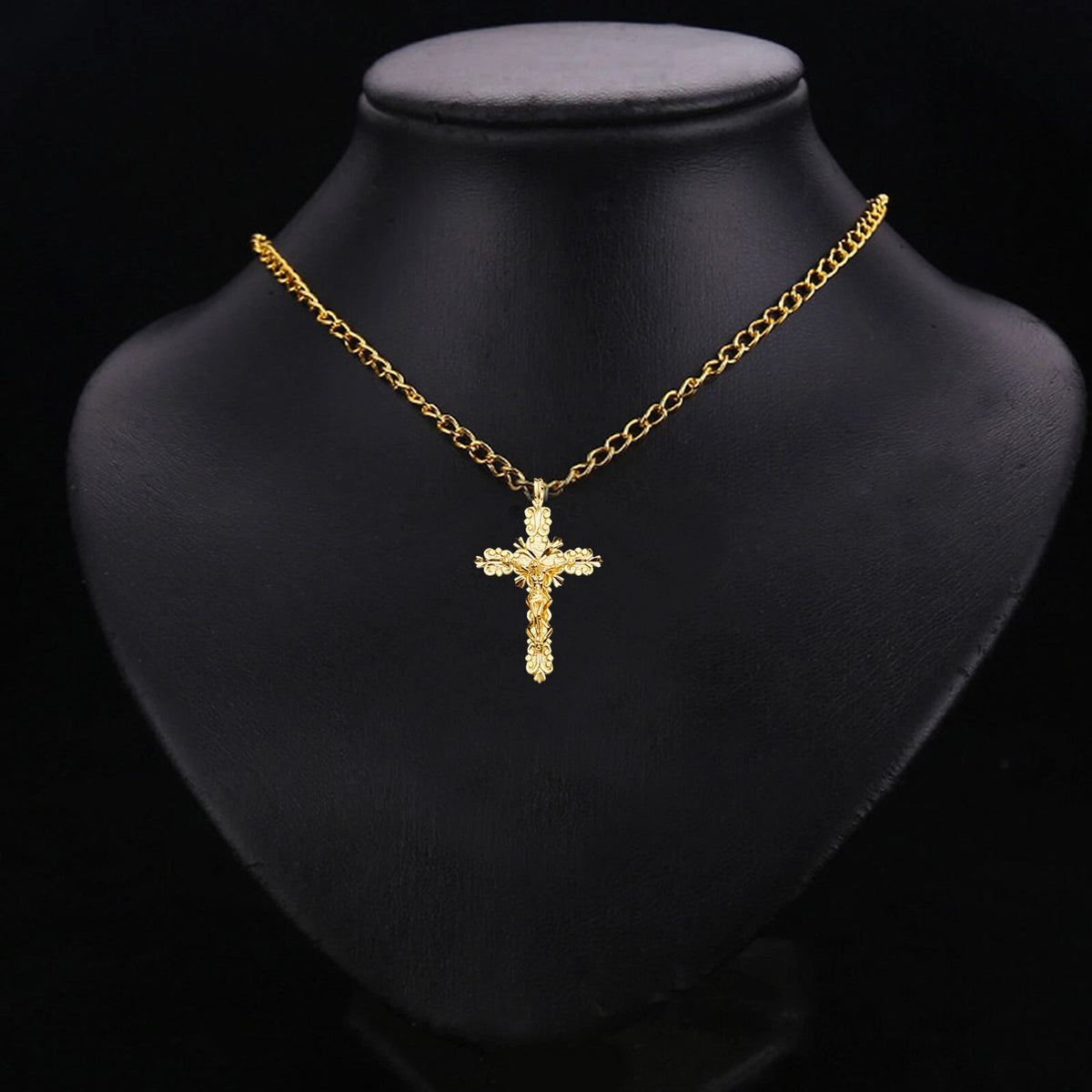 14K Yellow Gold Crucifix Cross Religious Pendant For Necklace or Chain