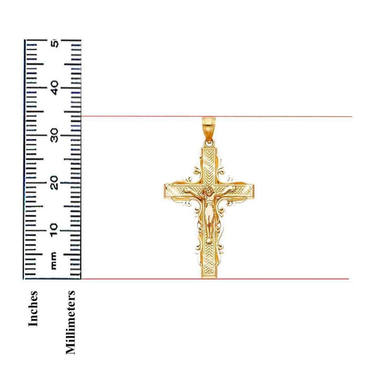 14K Gold Yellow Religious Catholic Crucifix Pendant