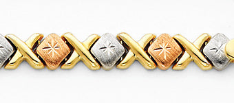 Bracelet with Yellow White Rose gold beads on a white background available on the TX.ORO website.