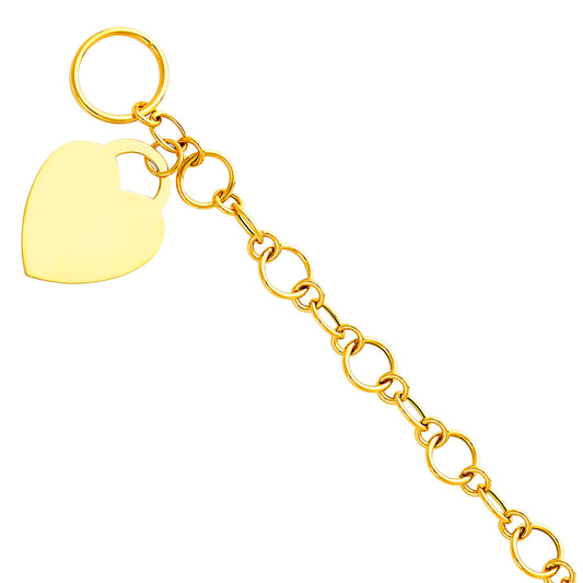 Gold chain with a heart-shaped pendant on a white background