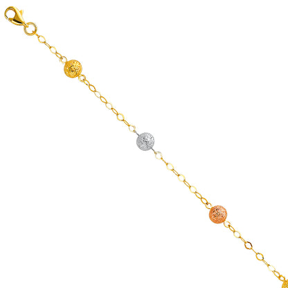 Gold bracelet with spherical charms on a white background available on the TX.ORO website.