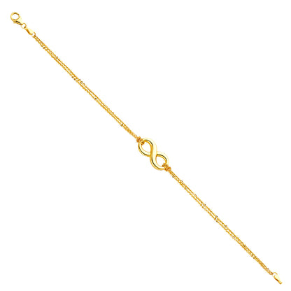 Gold bracelet with an infinity symbol on a white background available on the TX.ORO website.