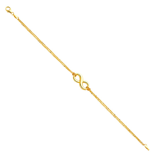 Gold bracelet with an infinity symbol on a white background available on the TX.ORO website.