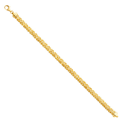 14K Yellow Gold Oval Hollow Byzantine Bracelet - Lightweight Luxury Unisex Chain Bracelet