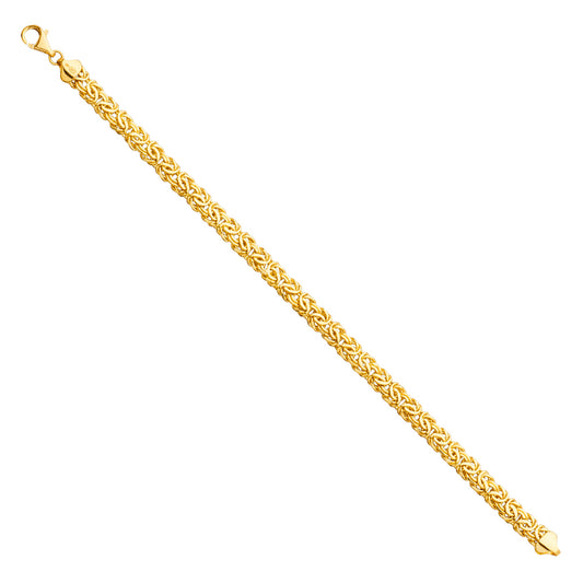 14K Yellow Gold Oval Hollow Byzantine Bracelet - Lightweight Luxury Unisex Chain Bracelet