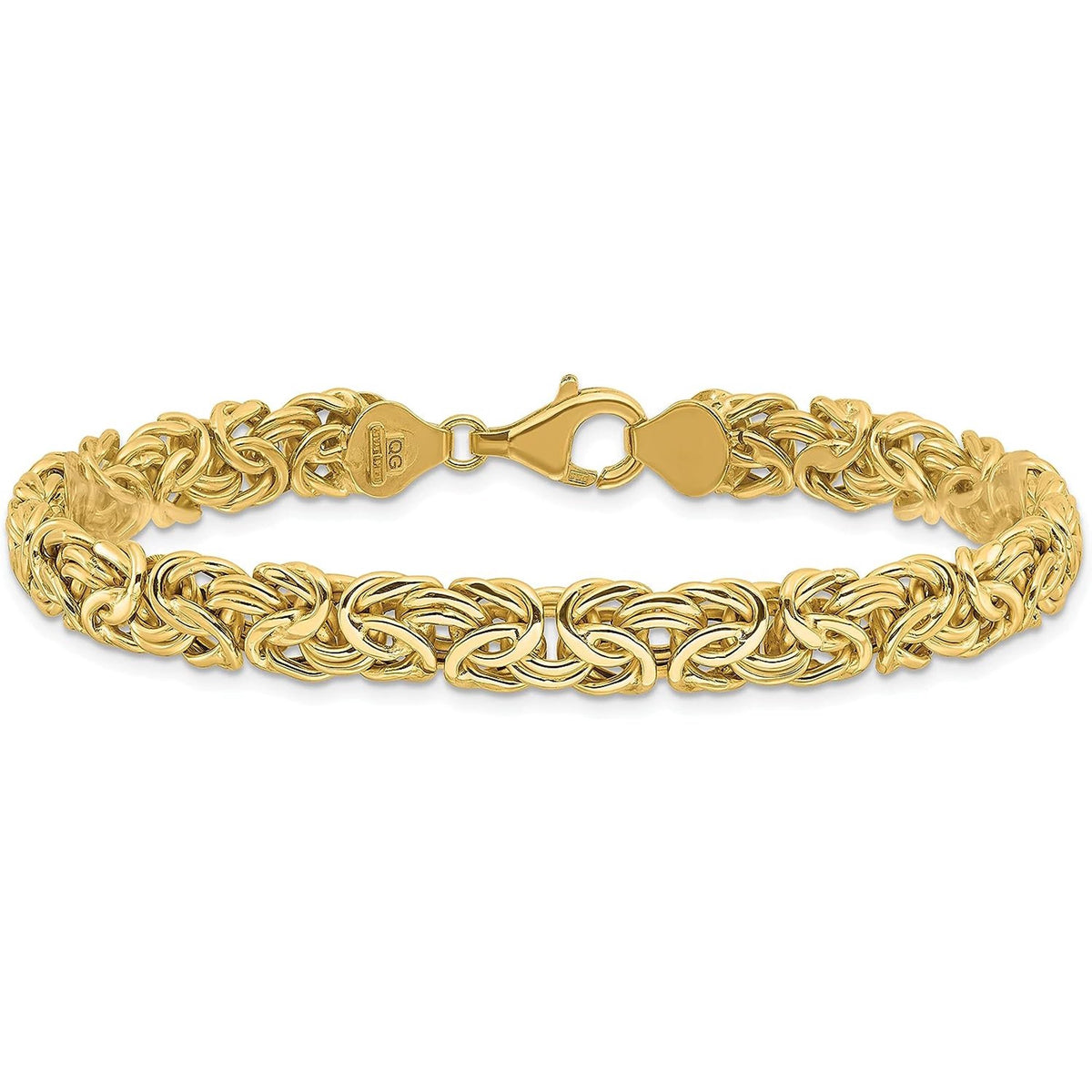 14K Yellow Gold Oval Hollow Byzantine Bracelet - Lightweight Luxury Unisex Chain Bracelet
