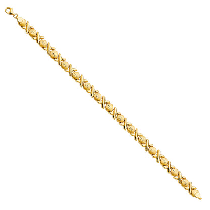 14K Yellow Gold Stampato XOXO Bracelet - Lightweight Fine Jewelry