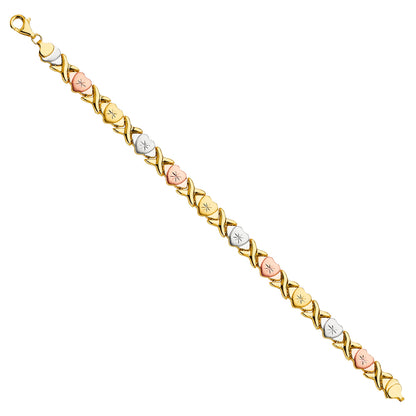 Tri-color gold bracelet on a white background available on the TX.ORO website.