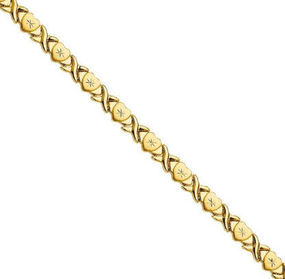 Gold bracelet with a braided design on a white background available on the TX.ORO website.