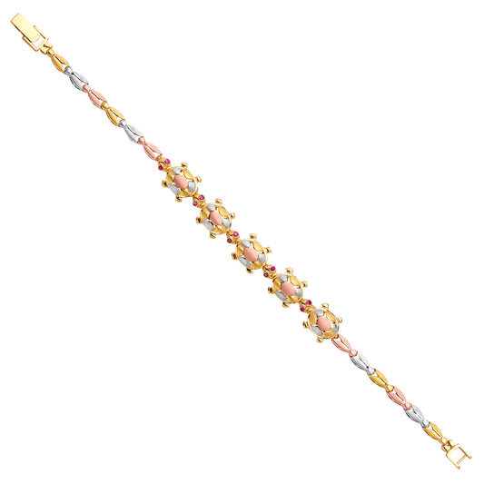 Multicolored bracelet with gold, silver, and pink tones on a white background available on the TX.ORO website.