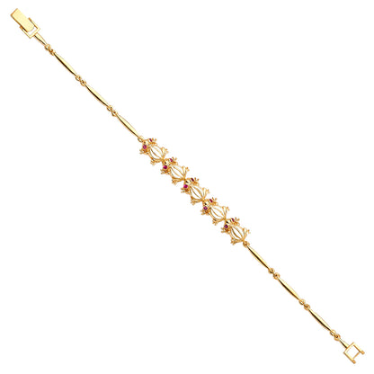 Gold bracelet with decorative elements on a white background available on the TX.ORO website.