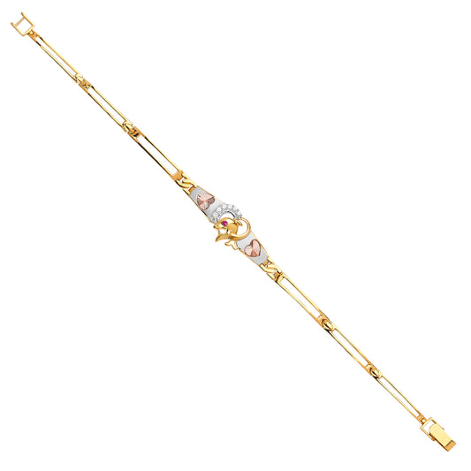Gold bracelet with a decorative clasp on a white background available on the TX.ORO website.