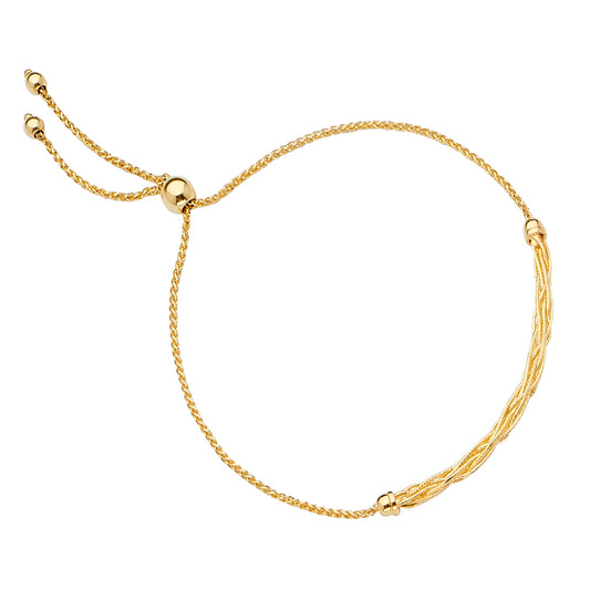 14K yellow gold adjustable slider chain bracelet, 2.4g solid gold, polished finish - Available at TX.ORO