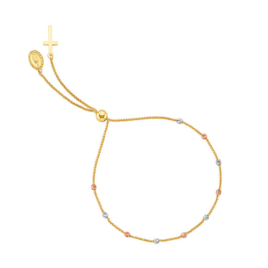 14K Tri-Color Gold Ball Friendship Bracelet - Fine Jewelry for Women