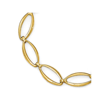 Gold bracelet with interlocking oval links on a white background available on the TX.ORO website.