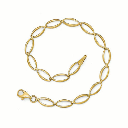Gold bracelet with oval links on a white background available on the TX.ORO website.