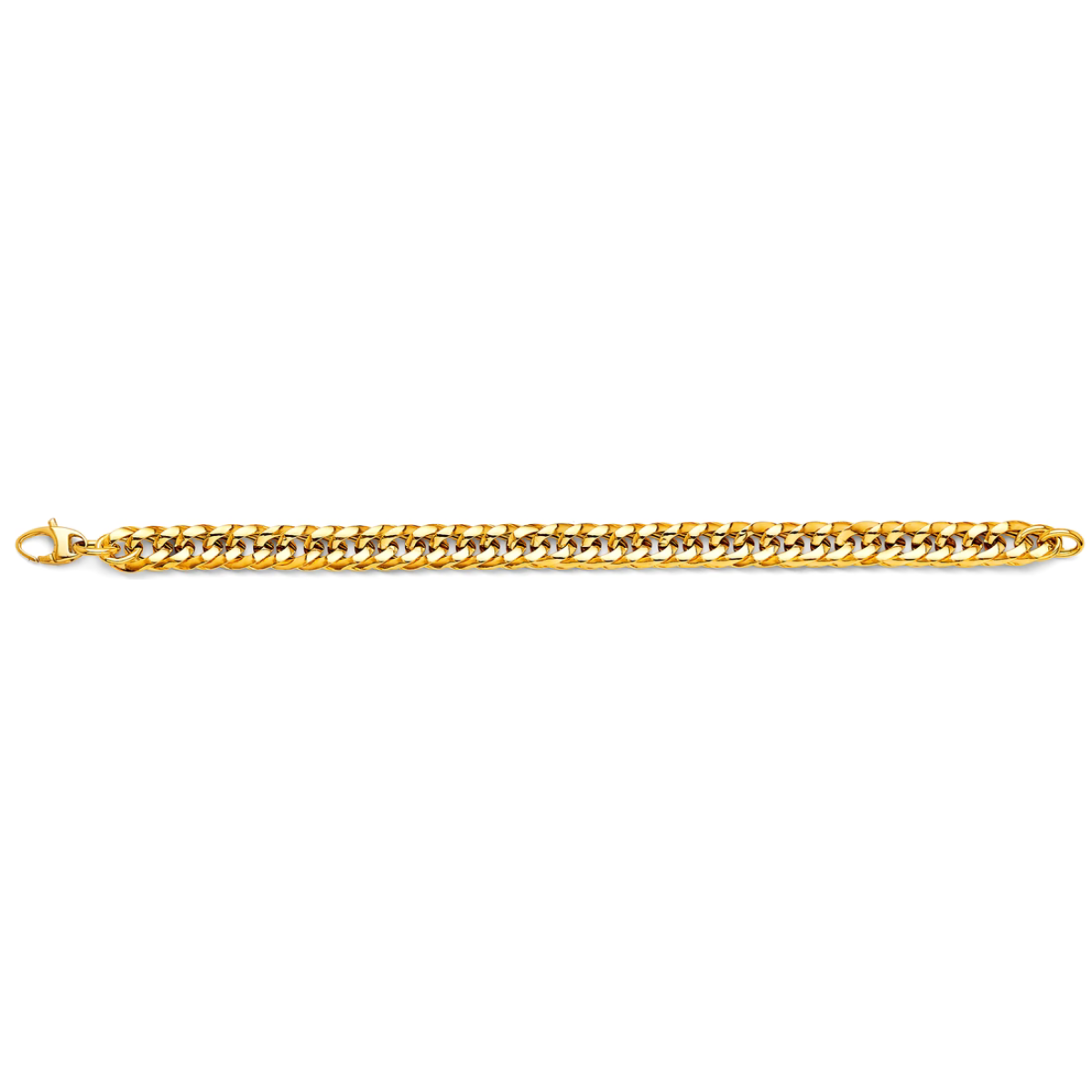 14K Yellow Gold Hollow Concave Curb Bracelet - Lightweight Classic Unisex Chain