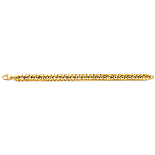 14K Yellow Gold Hollow Concave Curb Bracelet - Lightweight Classic Unisex Chain