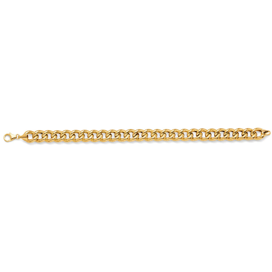 14K Yellow Gold Hollow Round Curb Chain Bracelet - Unisex Fine Jewelry