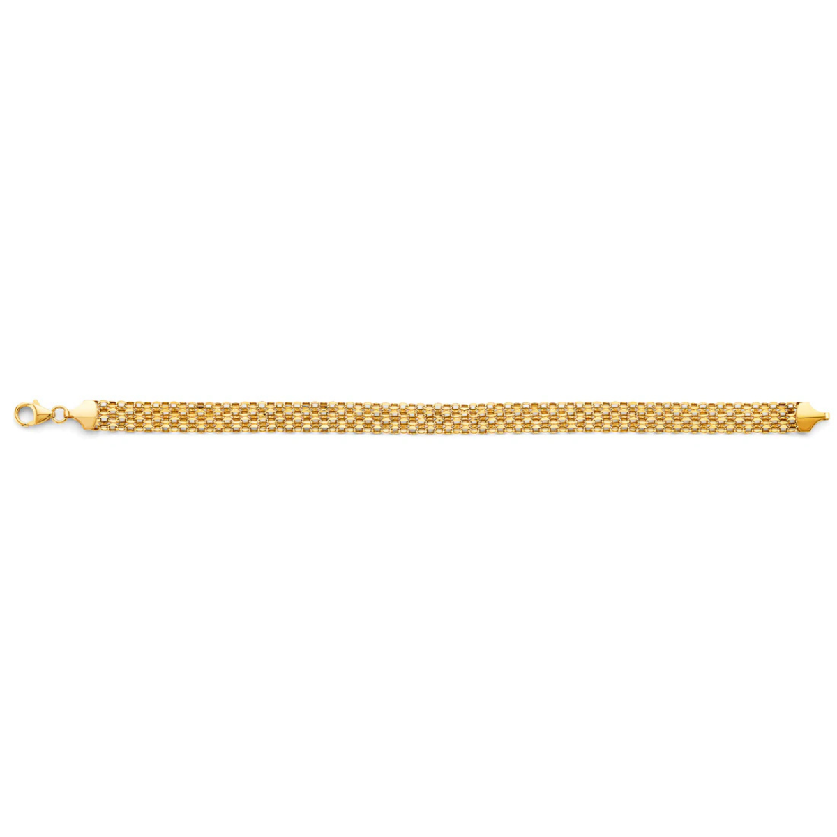 14K Yellow Gold Hollow Bismark Bracelet - Unisex Lightweight Luxury Chain