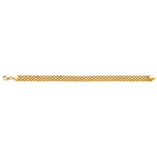 14K Yellow Gold Hollow Bismark Bracelet - Unisex Lightweight Luxury Chain