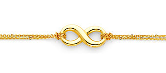 14K Yellow Gold Infinity Symbol Bracelet for Men & Women