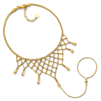 Gold necklace with a chain and pendant on a white background available on the TX.ORO website.