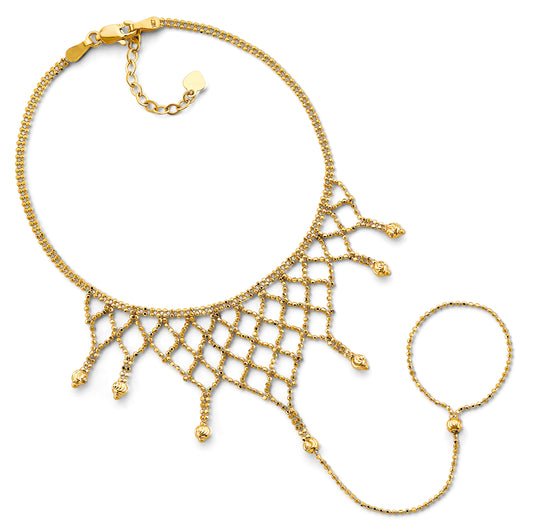 Gold necklace with a chain and pendant on a white background available on the TX.ORO website.