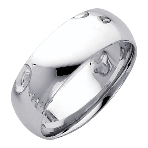 14K White Gold Lightweight Comfort Fit Plain Wedding Band - 3mm to 8mm