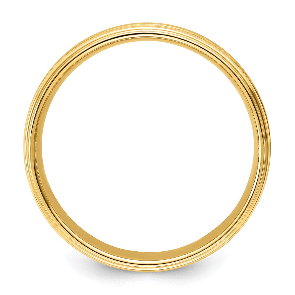 14K Yellow Gold 8mm Comfort Fit Brushed Fancy Wedding Band Ring for Men & Women
