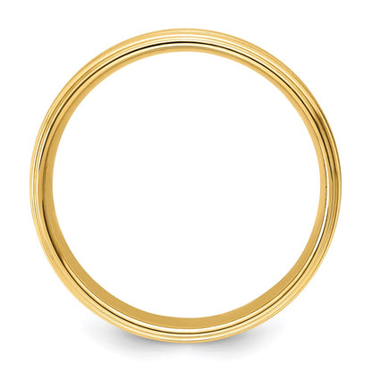 14K Yellow Gold 8mm Comfort Fit Brushed Fancy Wedding Band Ring for Men & Women