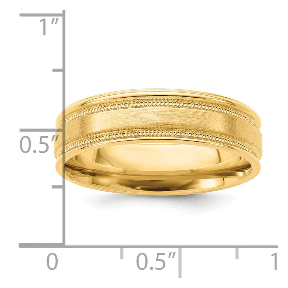 14K Yellow Gold 8mm Comfort Fit Brushed Fancy Wedding Band Ring for Men & Women