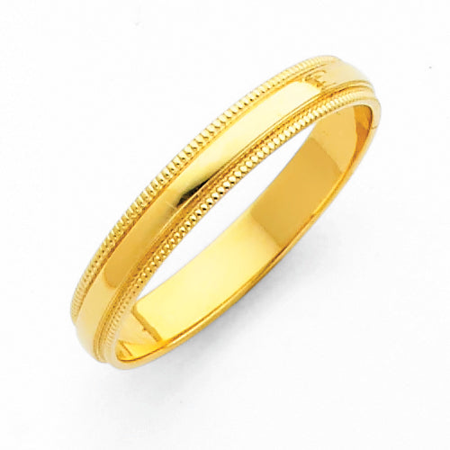 14K Yellow Gold Milgrain Comfort Fit Wedding Band Ring - 3mm to 8mm Unisex