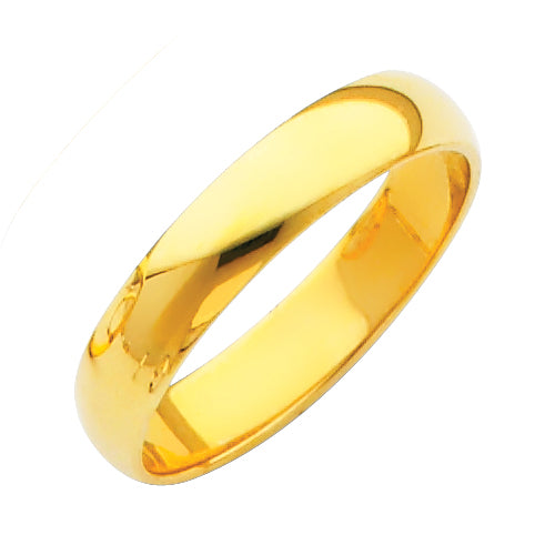 14K Yellow Gold 4mm Plain Regular Fit Wedding Band Ring