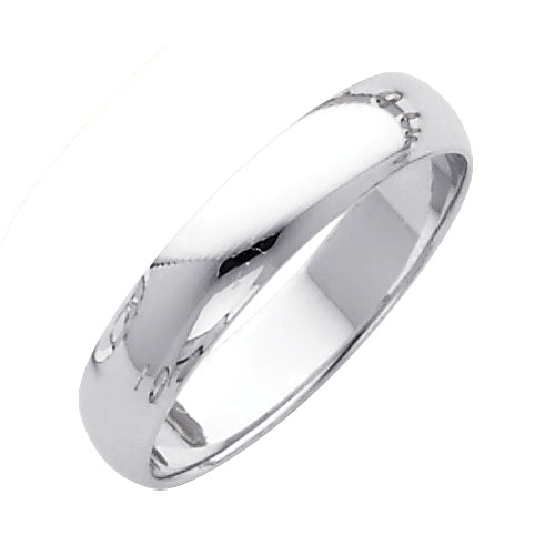14K White Gold Plain Regular Fit Unisex Wedding Band Ring - 2mm to 8mm Unisex